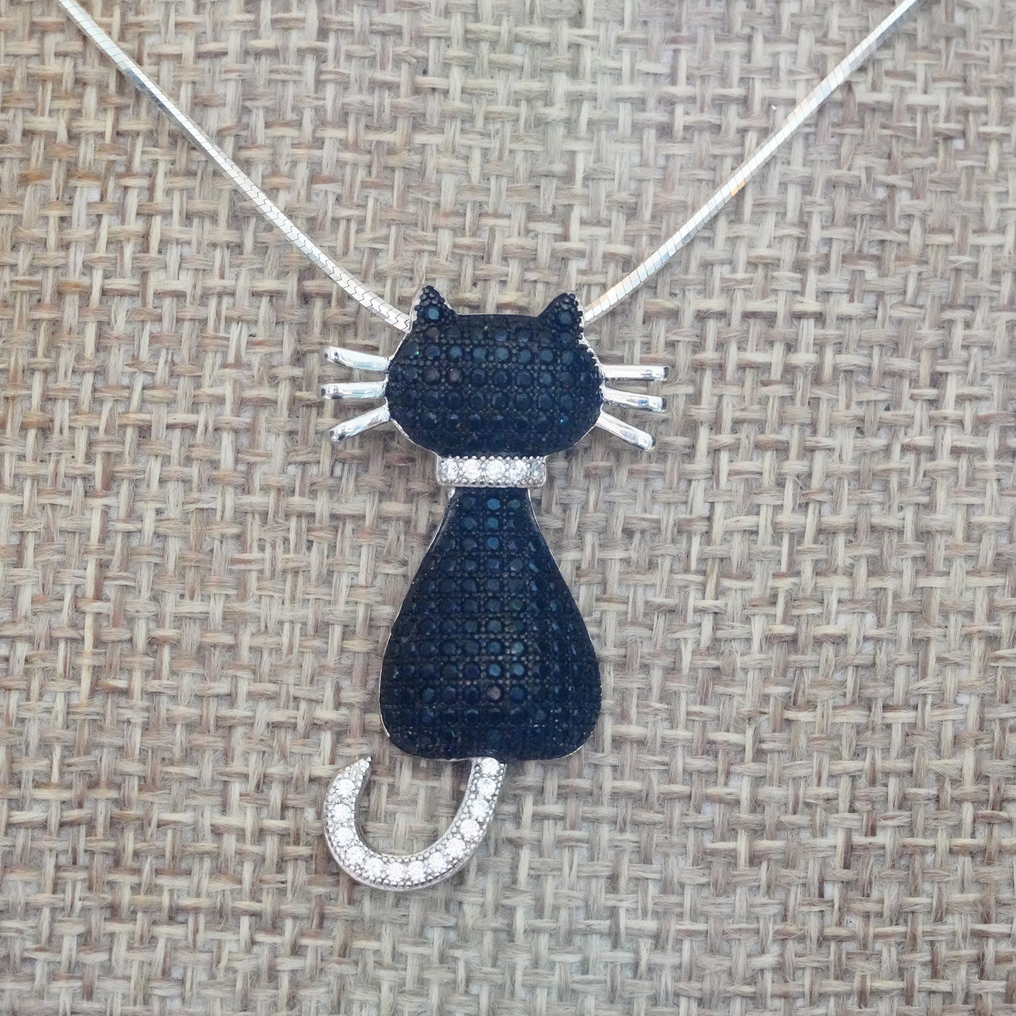 Black and White Cat Necklace - Etsy